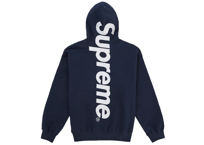 Supreme Satin Applique Hooded Sweatshirt (SS26) Washed Navy - vue vue 2