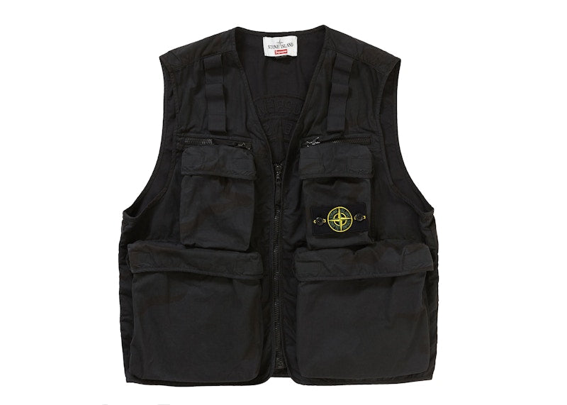 Supreme Stone Island Camo Cargo Vest Black Camo - supreme-stone-island-camo-cargo-vest-black-camo