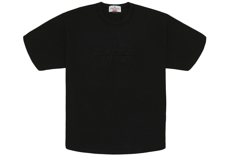 Supreme Stone Island Embroidered Logo S S Top Black - supreme-stone-island-embroidered-logo-s-s-top-black