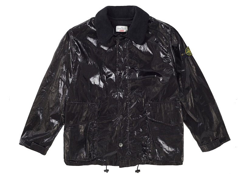 Supreme Stone Island New Silk Light Jacket Black - supreme-stone-island-new-silk-light-jacket-black