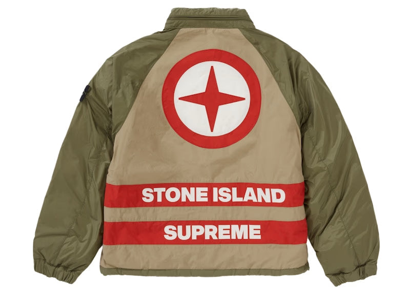 Supreme Stone Island Reversible Down Puffer Jacket Olive - vue vue 4