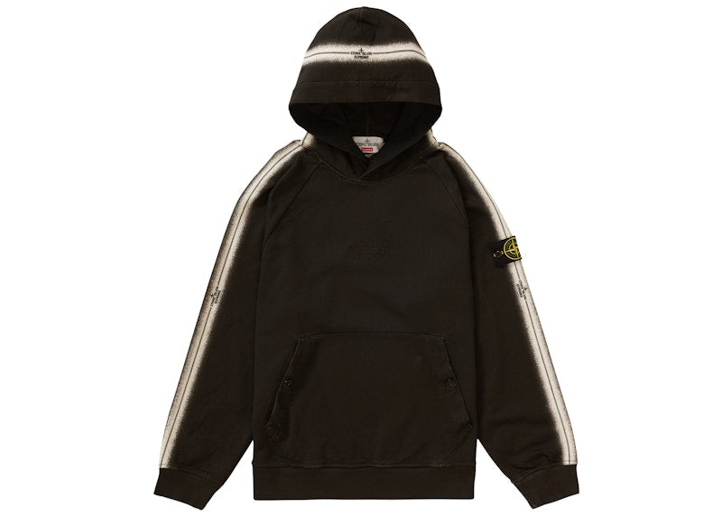 Supreme Stone Island Stripe Hooded Sweatshirt Black - supreme-stone-island-stripe-hooded-sweatshirt-black