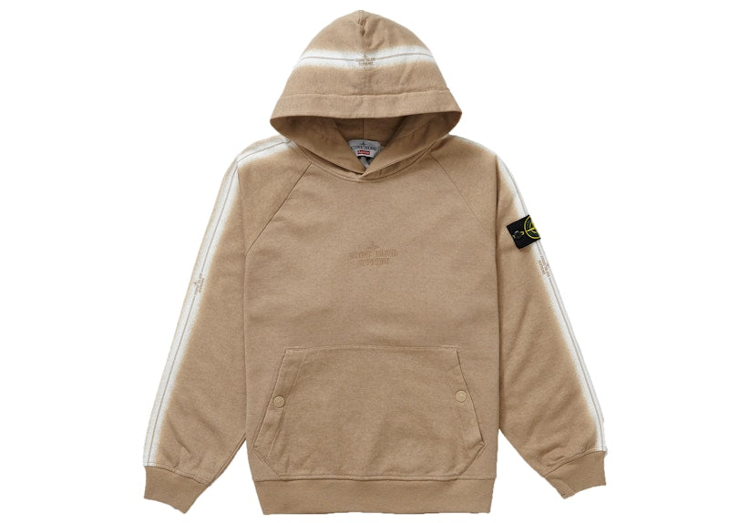 Supreme Stone Island Stripe Hooded Sweatshirt Tan - supreme-stone-island-stripe-hooded-sweatshirt-tan