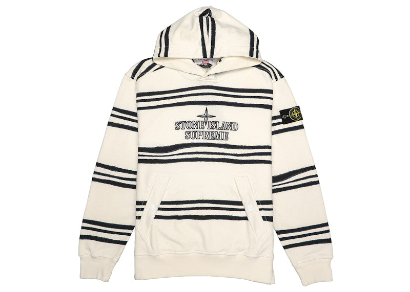 Supreme Stone Island Warp Stripe Hooded Sweatshirt White - supreme-stone-island-warp-stripe-hooded-sweatshirt-white