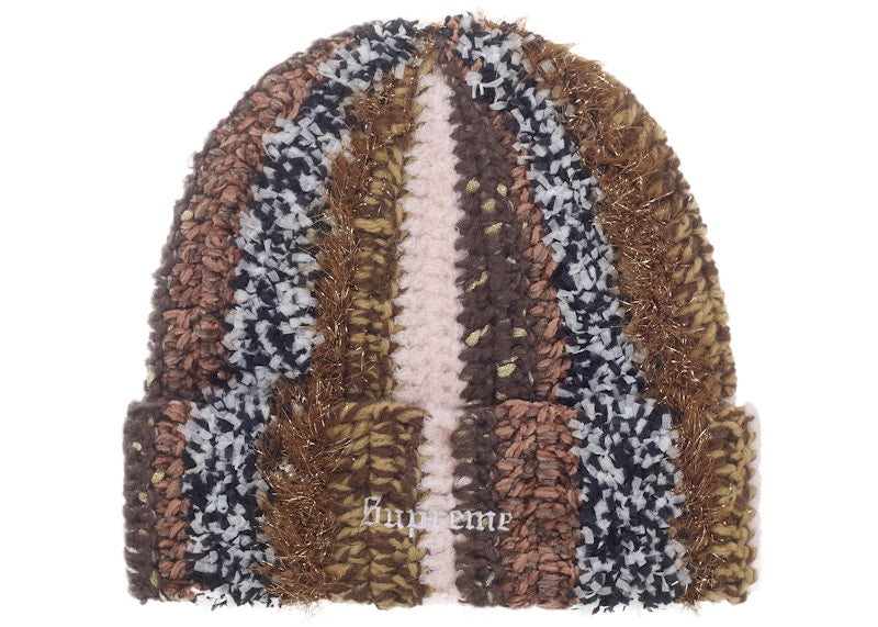 Supreme Tinsel Stripe Beanie Brown - supreme-tinsel-stripe-beanie-brown