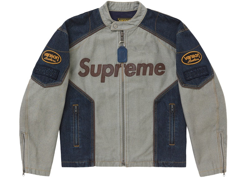 Supreme Vanson Leathers Cordura Cotton Jacket Denim - supreme-vanson-leathers-cordura-cotton-jacket-denim