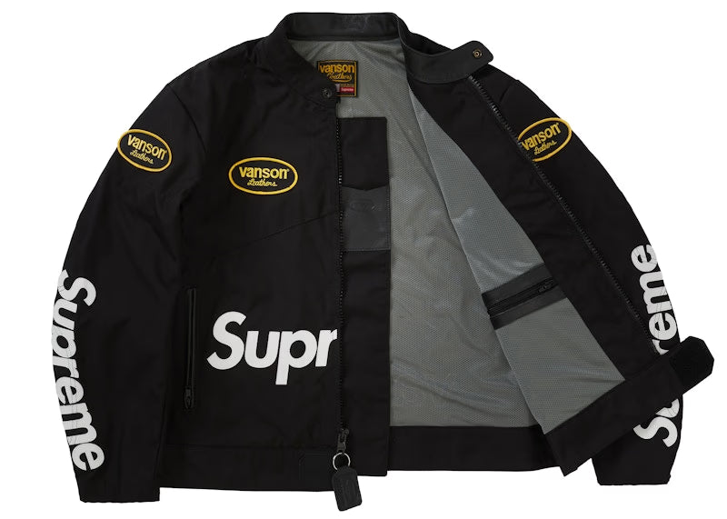 Supreme Vanson Leathers Cordura Jacket Black - vue vue 2