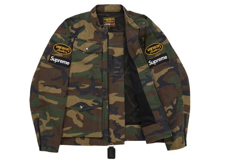 Supreme Vanson Leathers Cordura Jacket (SS26) Woodland Camo - vue 2