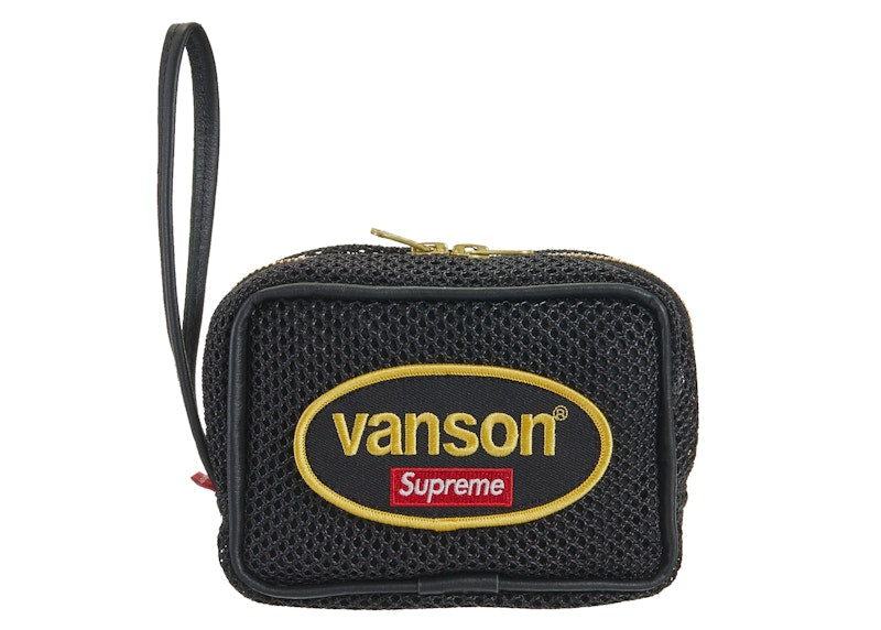 Supreme Vanson Leathers Cordura Mesh Wrist Bag Black - supreme-vanson-leathers-cordura-mesh-wrist-bag-black