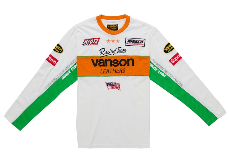 Supreme Vanson Leathers L/S Top White - supreme-vanson-leathers-l-s-top-white