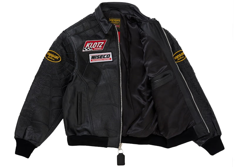 Supreme Vanson Leathers Spider-Man Jacket Black - vue 2
