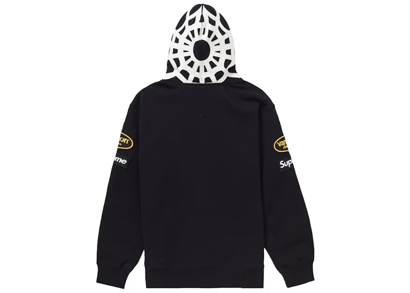 Supreme Vanson Leathers Spider Web Zip Up Hooded Sweatshirt Black - vue vue 2