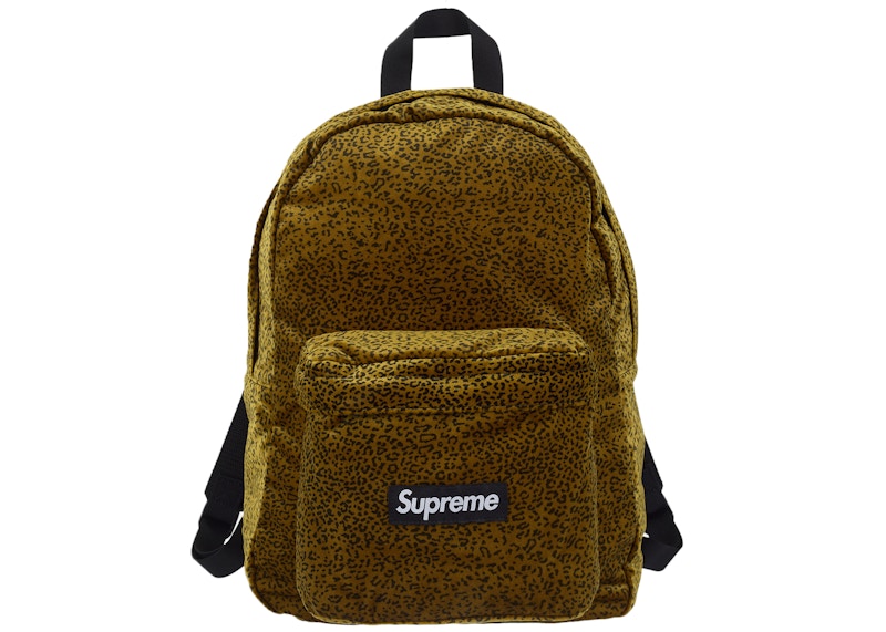 Supreme Velvet Backpack Tan Leopard - supreme-velvet-backpack-tan-leopard