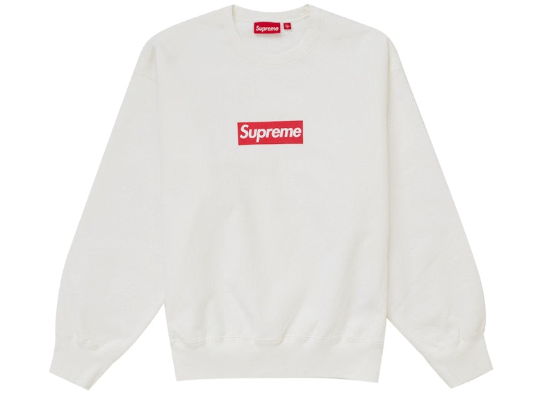 Supreme Washed Box Logo Crewneck White - supreme-washed-box-logo-crewneck-white
