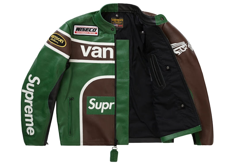 Supreme Yohji Yamamoto Vanson Leathers Split Jacket Green - vue vue 2