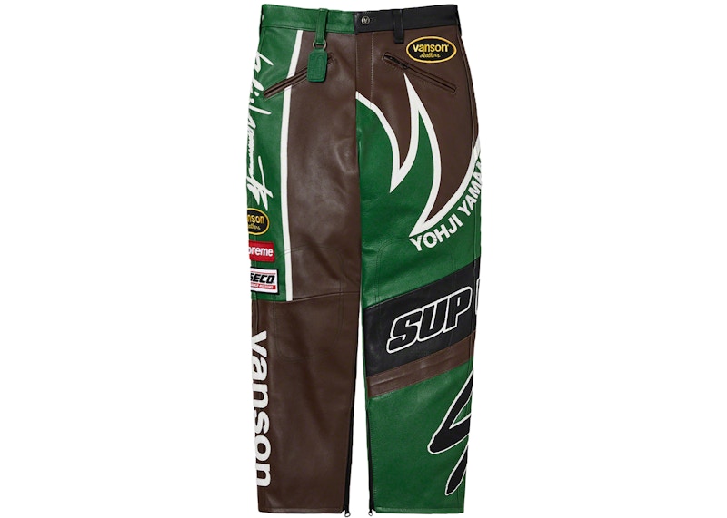 Supreme Yohji Yamamoto Vanson Leathers Split Pant Green - supreme-yohji-yamamoto-vanson-leathers-split-pant-green